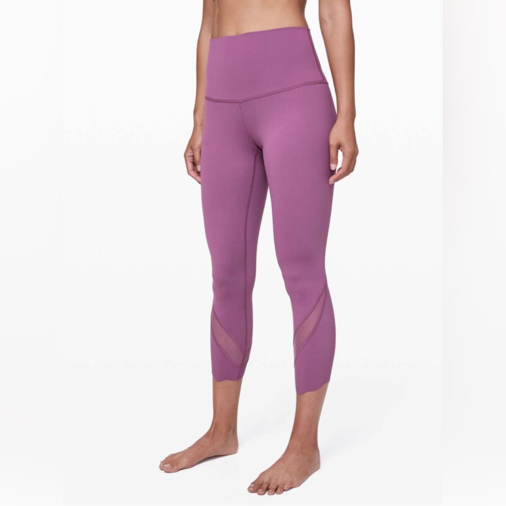 Lululemon Wunder Under Crop High-Rise Roll Down Scallop Luxtreme Vintage Plum 10